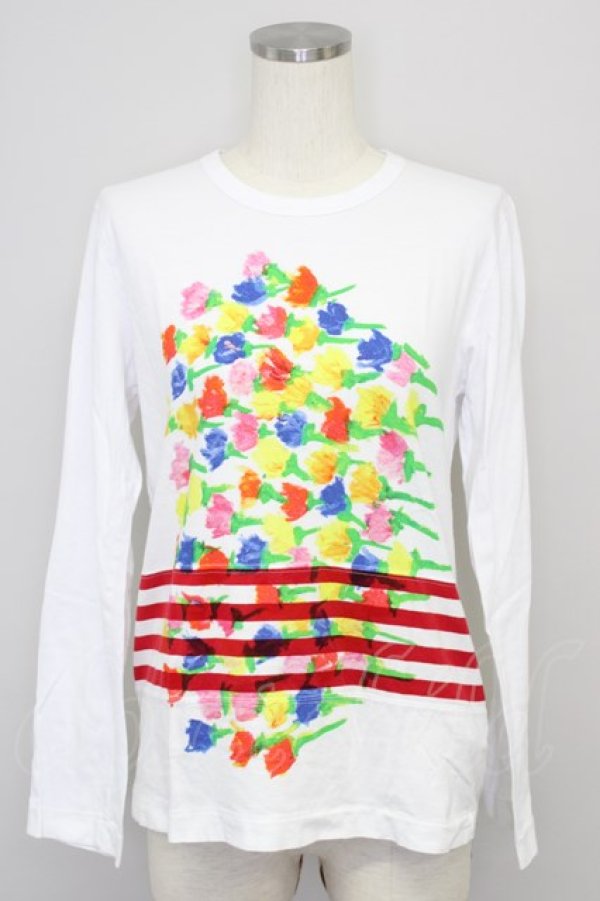 画像1: COMME des GARCONS / フラワーｐｔカットソー M 白 T-24-06-07-001-to-OD-ZH (1)