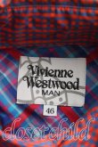 画像3: Vivienne Westwood MAN / チェック高襟シャツ 46 青  H-24-06-02-090-bl-IN-ZH (3)