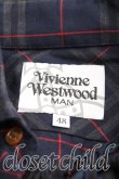 画像3: Vivienne Westwood MAN / チェックギャザーロングシャツ 48 紺  H-24-12-15-032-bl-OD-ZH (3)