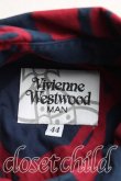 画像3: Vivienne Westwood MAN / ワイヤーオーブptアシメ襟シャツ 44 紺×赤  H-24-12-15-034-bl-IN-ZH (3)