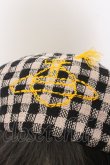 画像2: Vivienne Westwood / HAT/編ミ込ミチェックベレー帽   S-M ブラック  O-23-10-22-035-ha-YM-OS (2)