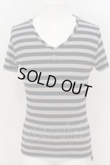 【USED】Vivienne Westwood MAN / 銀オーブ刺繍ボーダーTシャツ ヴィヴィアンウエストウッド ビビアン46 グレー×ネイビー 【中古】 O-24-05-19-023-ts-IG-OS