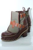 画像2: Vivienne Westwood / Ｗベルトショートブーツ 39 ブラウンｘカーキ  S-24-03-31-024-sh-AS-ZS (2)