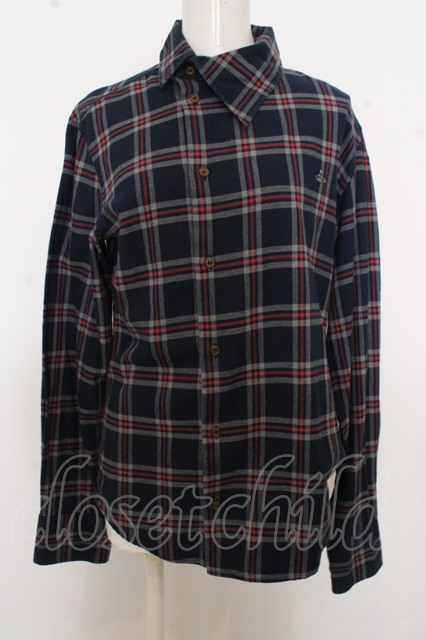 Vivienne Westwood MAN / BL/変形襟チェックネルシャツ O-23-09-24-048-bl-YM-OS -  closetchild Vivienne westwood古着専門店