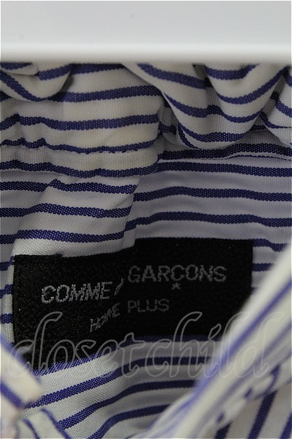 COMME des GARCONS HOMME PLUS / ストライプノーカラー長袖シャツ T-20-09-26-024-CD-to-IN-ZH
