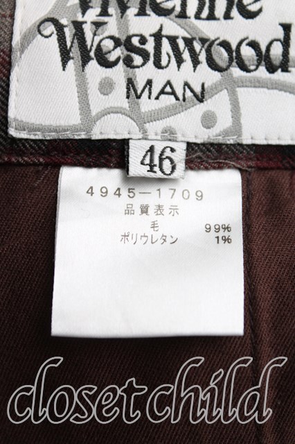 USED】Vivienne Westwood MAN / タータンチェックアルコホリックパンツヴィヴィアンウエストウッド ビビアン 46 茶 【中古】  H-24-02-18-019-pa-IN-ZH - closetchild Vivienne westwood古着専門店