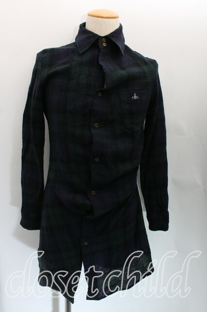 USED】Vivienne Westwood MAN / タータンチェック変形ロングシャツヴィヴィアンウエストウッド ビビアン44 緑 【中古】  H-24-07-14-084-bl-IN-ZH - closetchild Vivienne westwood古着専門店