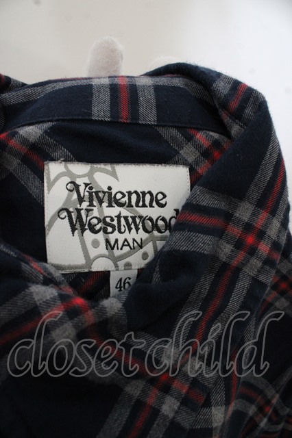 USED】Vivienne Westwood MAN / ＢＬ／変形襟チェックネルシャツ